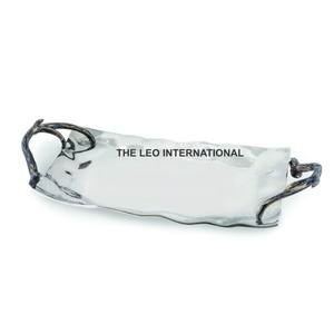 Bandeja de Servir Cuadrada Creativa de Madera y Acero Inoxidable, Platos y Bandejas Decorados con Acabado Esmaltado, Hechos a Mano, Calidad Increíble - Product Image 2