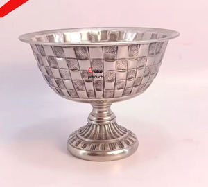 Dernier bol de service de nourriture et de salade en acier inoxydable en métal fini argenté pour restaurant et bar d'hôtel - Product Image 3