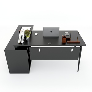 Table d'ordinateur exécutive 160x140cm avec pieds coniques, design minimaliste de luxe pour bureau, assemblage requis - Product Image 1