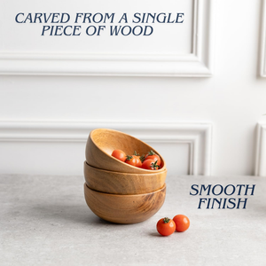 ชุดชามไม้อะคาเซียธรรมชาติสำหรับของหวาน6ชิ้นเหมาะสำหรับขนมขบเคี้ยวถั่วดิปหรือชาร์เลติเตอร์ขนาดเล็กจากอินเดีย - Product Image 5