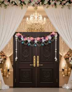 Bandhanwar Floral Decorativo Indio Hecho a Mano con Perlas y Flores de Peonía, Adornos Colgantes para Puerta de Diwali, Grihapravesh y Festival de Tihar - Product Image 1