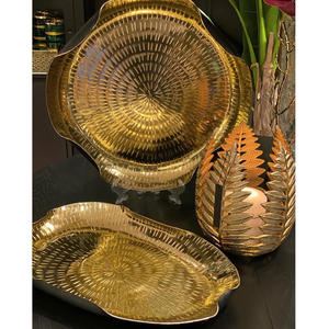 ถาดเสิร์ฟผลไม้โลหะรูปทรงเฉพาะถาดเสิร์ฟผลไม้ดีไซน์แบบทุบทำด้วยมือสไตล์โมเดิร์นปรับแต่งได้สไตล์โบราณ - Product Image 1