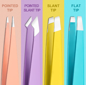 Pinces à sourcils colorées, extracteur de cheveux fins, en acier inoxydable, pinces à sourcils inclinées, outils de maquillage, 4 pièces - Product Image 5