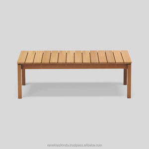 Muebles de exterior Mesa de exterior de 100x60x35 cm hecha de madera de teca con un acabado impecable y liso de diseño minimalista. - Product Image 2