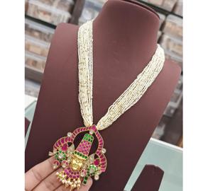 Designer Premium Quality Premium Polish Gold Plated Jadau <b>Pearls</b> Exclusive <b>Necklace</b> <b>Set</b> for Wedding Wear Collection For Women - Product Image 2