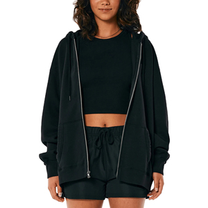 เสื้อฮู้ดผ้าฝ้ายบุขนแกะมีซิปสำหรับผู้หญิงเสื้อมีฮู้ดแขนยาวผ้า100% นุ่มใส่สบาย - Product Image 2