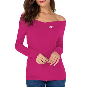 Nuevas camisas para mujer fuera del hombro Tops Sexy cuello en V Slim Fit camisas Tops blusas - Product Image 1
