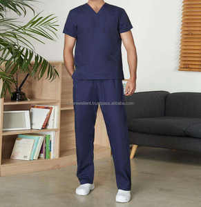 Vente en gros design uniforme d'hôpital gommage médical doux col en V spandex/polyester gommages d'hôpital d'été de médecin multi-poches - Product Image 2