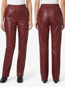 กางเกงหนังแกะดีไซน์ล่าสุดสำหรับผู้หญิง เอวยางยืด ทรงตรง ยาว แฟชั่น สวมใส่สบาย - Product Image 3