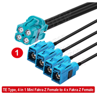 Connecteur TE Type 4-en-1 MINI FAKRA Z vers 4 FAKRA Z mâle/femelle, câble coaxial RG174 50 Ohm de haute qualité