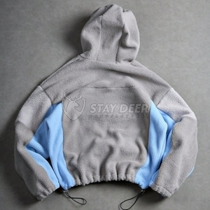 Tùy chỉnh quá khổ Sherpa hoodie với 3D thêu & <span class=keywords><strong>Applique</strong></span> mô hình rắn cho mùa đông-OEM & ODM Nhà cung cấp - Product Image 2