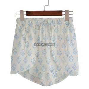 Shorts de nuit en coton imprimé à la main, disponibles en emballage en coton, idéal pour la revente - Product Image 6