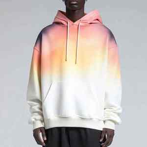 High Quality Men's 100% Cotton Gradient Faded Print <b>Oversized</b> Hoodies Luxury Men Drop Shoulders <b>Long</b> Sleeves Pullover <b>Hoodie</b> - Product Image 2