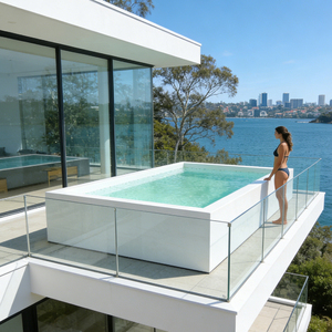 Piscine hors sol avec banc de bronzage et canapé confortable pour la maison, le jardin, l'extérieur, en fibre de verre avec pompe filtrante haute capacité - Product Image 3