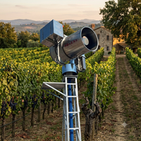 Mobiele, op zonne-energie werkende, variabel snelheid instelbare, verrijdbare ventilator voor fruitplantages en boomgaarden tegen vorst