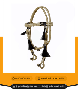 Tressé à la main Western Raw- Hide Leather Tressé Headstall/Bridle avec des bandes noires Ephemeral Horse Products - Product Image 6