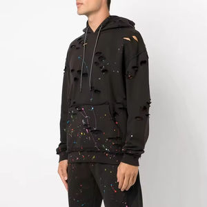 Sweat à capuche unisexe surdimensionné à épaules tombantes en molleton français imprimé avec logo personnalisé 2026, 460 g/m², lourd, délavé, pour hommes - Product Image 3