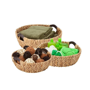 Juego de 3 cestas de anidación de Jacinto hechas en Vietnam, cestas de frutas redondas con asa para cocina, hogar y almacenamiento de lavandería - Product Image 2