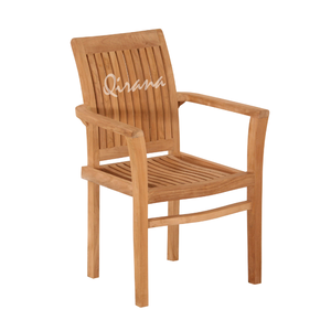 Fauteuils écologiques Chaise de salle à manger extérieure moderne en teck avec finition naturelle Fauteuil empilable pour sièges de jardin Meubles de maison - Product Image 3