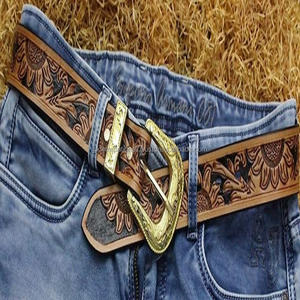 OEM Strong Stitched <b>Western</b> Leather Hand Tooling <b>Belt</b> Floral Embossed High Finish <b>Western</b> Pattern Leather Cowboy <b>Belt</b> All Size - Product Image 6