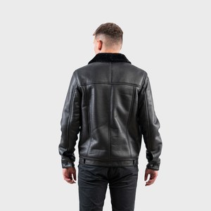 Veste en cuir de haute qualité en peau d'agneau véritable usine directe grande taille veste en cuir à fermeture éclair à la mode pour hommes manteaux en cuir - Product Image 3