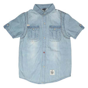 Chemise en jean à manches courtes pour garçons - Bleu clair - Product Image 1