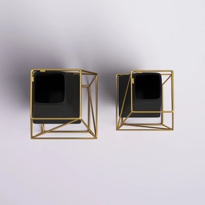 Jarrón Simple negro con detalles dorados, perfecto para dormitorio, escritorio de estudio, sala de estar, salón y regalo creativo o uso decorativo - Product Image 2