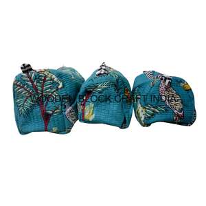 Wholesale Lot 3 Piece Bohemian Tassel Pattern Zipper Closure Eco-Friendly Cotton Cosmetic <b>Bag</b> Small <b>Travel</b> Cosmetic <b>Organizer</b> - Product Image 2