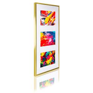 Cadre photo en métal doré de luxe 23,8 x 46,8 cm format A4 en verre et aluminium pour la décoration de la maison - Product Image 1