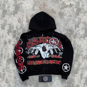 Sweat à capuche zippé pour homme de haute qualité, style streetwear, avec impression sérigraphique personnalisée, logo personnalisé, 100% coton, fabrication sur mesure - Product Image 3