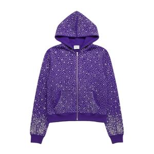 Sudadera con Capucha de Hip Hop para Hombre, Diseño de Logotipo Personalizado, Lavado Ácido con Pedrería, Transpirable, con Bolsillo, 100% Algodón, Corte Holgado - Product Image 4