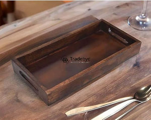 Plateau de service moderne en bois durable, artisanal, mobile, multi-tailles, personnalisable, pour la maison, la cuisine, la salle à manger, les hôtels - Product Image 1