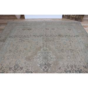 พรมตุรกีขนาดใหญ่พิเศษ 9.1x12.7 ฟุต (278x388 ซม.) พรมขนสัตว์ลายดอกไม้สีเบจวินเทจ - Product Image 4