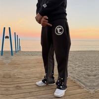 Survêtement pour hommes bouffée imprimé survêtement Flare à capuche et pantalons ensembles survêtement empilé pantalon coton Jogging costume