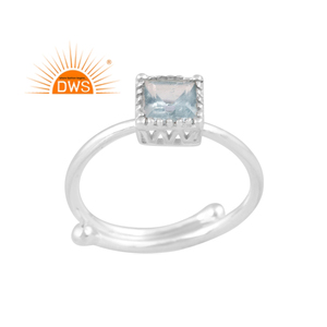 Anillo apilable de piedras preciosas de Topacio Azul Natural de plata de ley fina superventas, joyería personalizada para mujer, regalo para ella - Product Image 1