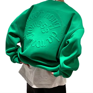 OEM High Quality 480gsm Men's Embossed Hoodie Cotton/Polyester Oversized Casual Eco-Friendly Breathable Winter Solid <b>Pattern</b> - Product Image 2