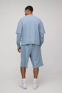 Conjunto corto de capa de imitación boxy de gran tamaño para hombre de alta calidad, chándales de calidad superior, ropa informal transpirable, chándales - Product Image 2
