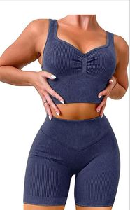 Ensembles d'entraînement pour femmes Combinaisons 2 pièces Leggings de yoga taille haute avec soutien-gorge de sport extensible Survêtements de gymnastique Ensemble actif ensembles personnalisés - Product Image 2