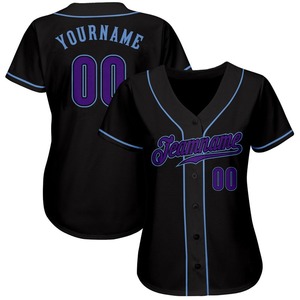 Violet noir personnalisé-Maillot de baseball authentique bleu clair - Product Image 2