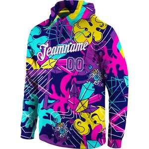 Vente en gros réussie motif Graffiti cousu personnalisé violet-blanc 3D sport pull sweat à capuche - Product Image 2