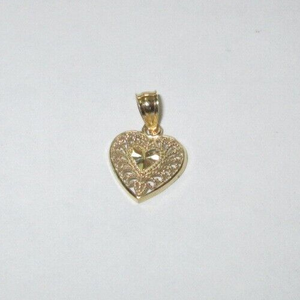 Hermoso y Moderno Dije con Forma de Corazón en Oro Amarillo y Blanco de 10K, Diseño de Filigrana Pequeño, Alta Calidad, Certificado IGI, para Mujer, para Fiestas - Product Image 4