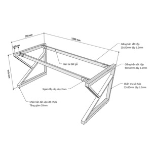 Pieds de table en fer assemblés KConcept 200x100cm pour la décoration de la maison - HCKC010 - Product Image 5