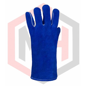 Gants de soudage durables en cuir de vachette bleu résistant à la chaleur, antistatiques, résistants aux déchirures, épaisseur 7 oz, poignet tricoté de 16 pouces - Product Image 2