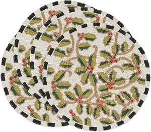 Handcrafted Round Glass Beaded <b>Placemats</b> for <b>Dining</b> <b>Table</b> Wedding Christmas & Family Gatherings for Parties & Decorations - Product Image 3