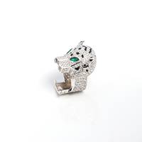 Bague Statement Œil de Panthère en Argent Sterling 925 Plaqué Or avec Diamant Moissanite, Design Luxe Œil de Chat pour Cadeau de Fête