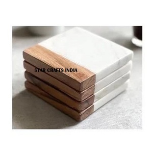 Haute qualité écologique 100% sous-verres en bois et résine biodégradables sous-verres en feutre absorbant pour boissons Bar maison sous-verres carrés - Product Image 3