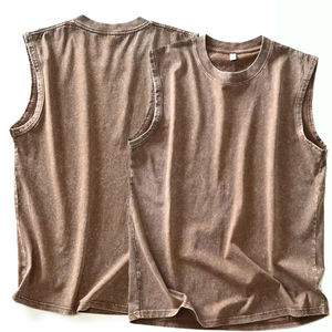 Chalecos Personalizados al por Mayor para Hombre, Holgados, Casuales, de Alta Calidad, Lavado Ácido, Estilo Vintage, Sin Mangas, Tejidos, 280gsm, 100% Algodón, Transpirables - Product Image 4