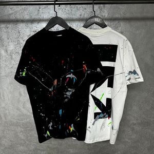 Logo personnalisé T-shirt pour homme en coton rétro Hip-Hop Streetwear décontracté coupe surdimensionnée à manches courtes col rond motif solide chemises de travail - Product Image 4