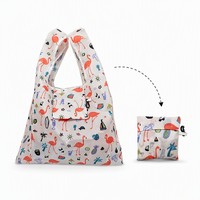 Sac de courses pliable réutilisable personnalisé en nylon RPET imperméable et écologique avec pochette