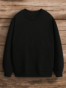2024 homme sweat polaire à l'intérieur pull 100% coton poids lourd col rond vêtements de rue bouffée imprimé casual hommes sweat - Product Image 2
